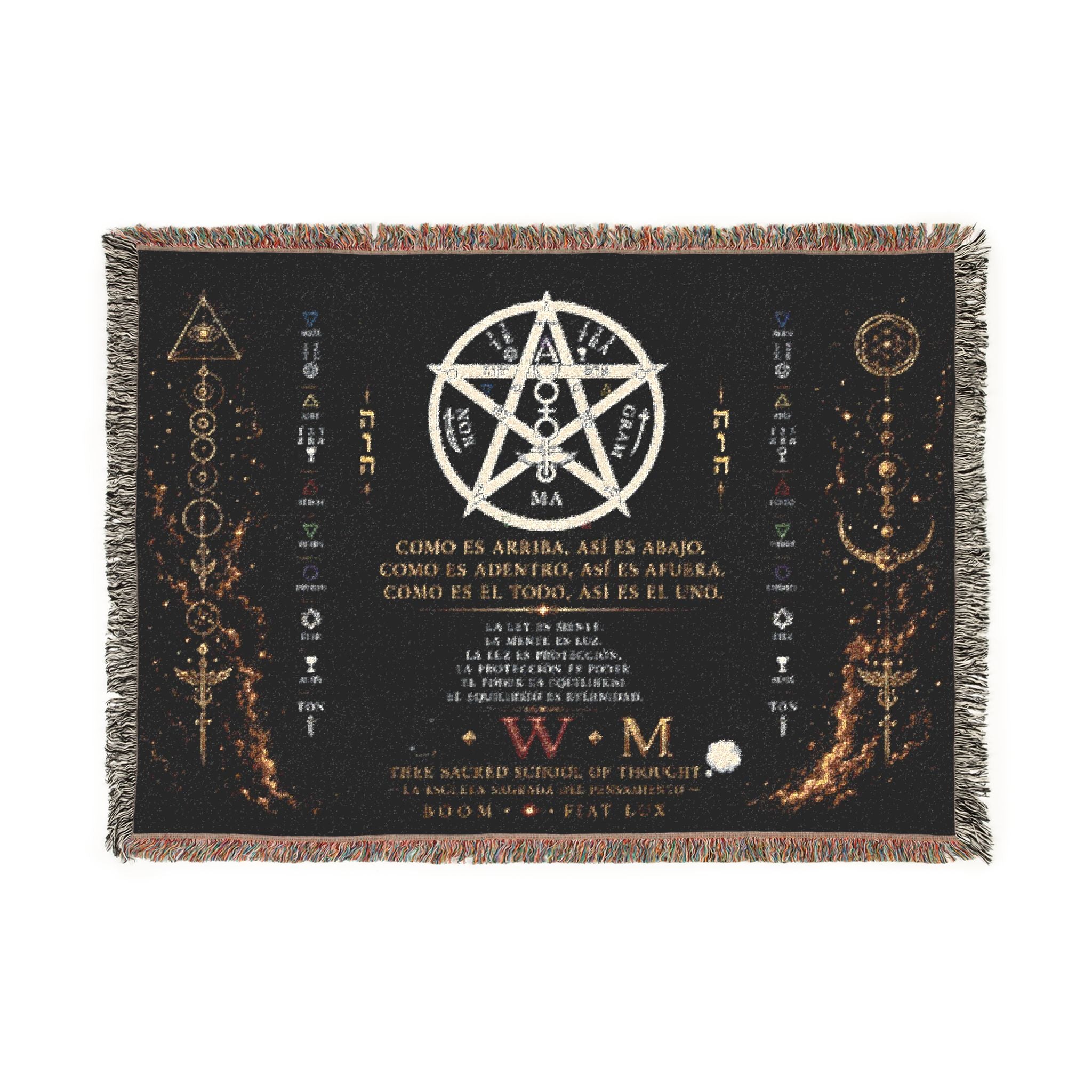 Esoteric Tetragrammaton Woven Blanket — Sacred Geometry Protection Throw