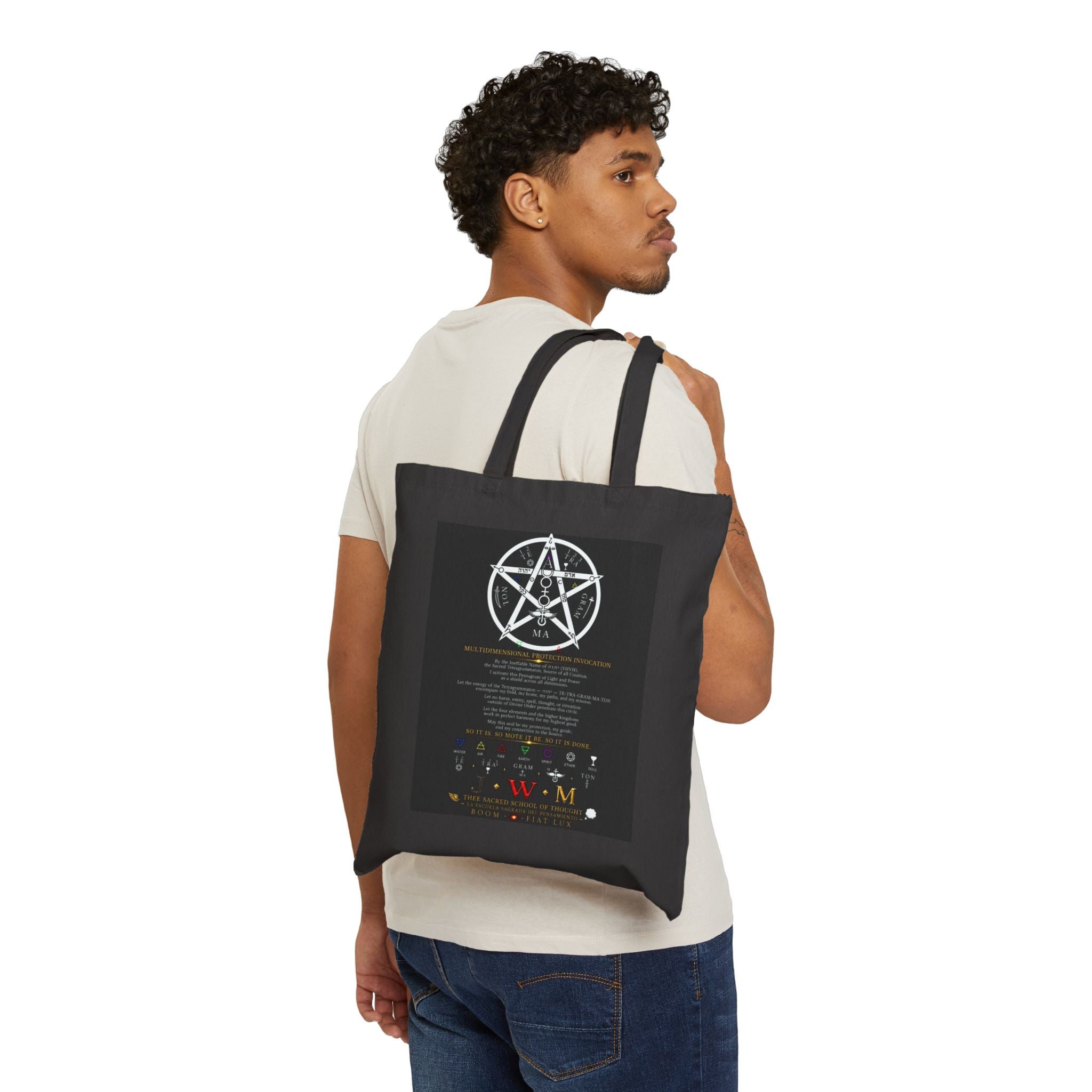 MULTIDIMENSIONAL PROTECTION ACTIVATION TOTE BAG ✨🜂  This is not merely a tote bag.  This is a symbolic shield.  A consciously crafted sigil designed to represent spiritual protection, energetic...